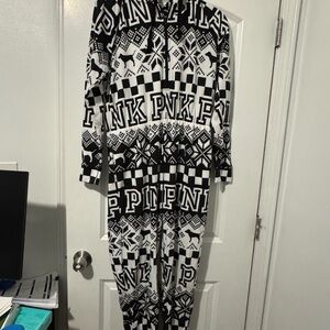 PINK Victoria's Secret Black and White Patterned Onesie